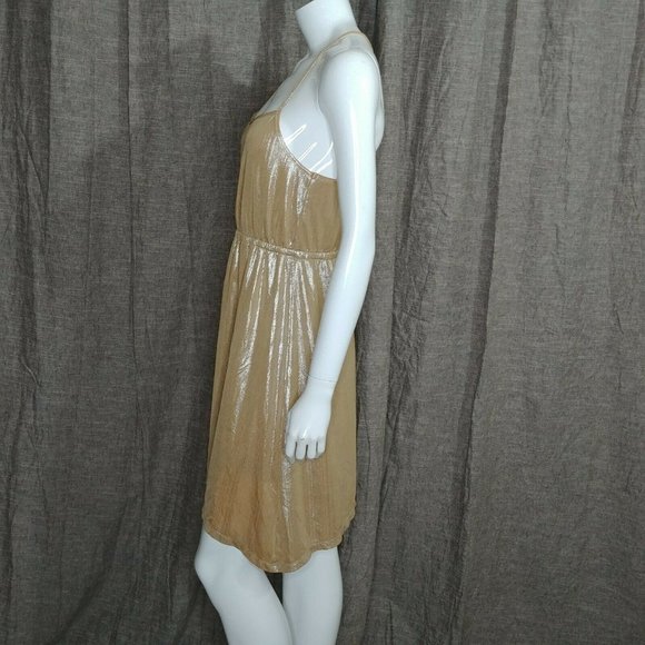 Wild Blue Sadie Robertson Dress Gold Shimmer Size Medium Asymmetrical - Picture 3 of 12